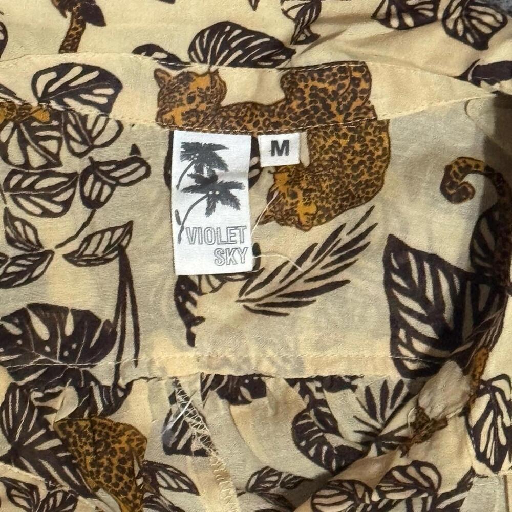 Safari Animal Print 2 Piece Set Crop Button Top Drawstring Shorts M Violet Sky - Picture 7 of 9